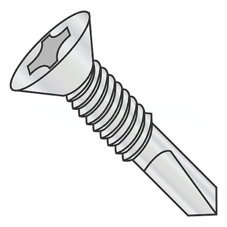Usa Industrials Self-Drilling Screw, #12-24 x 1-5/8 in, Zinc Plated Steel Flat Head Phillips Drive BULK-SCRW-12633